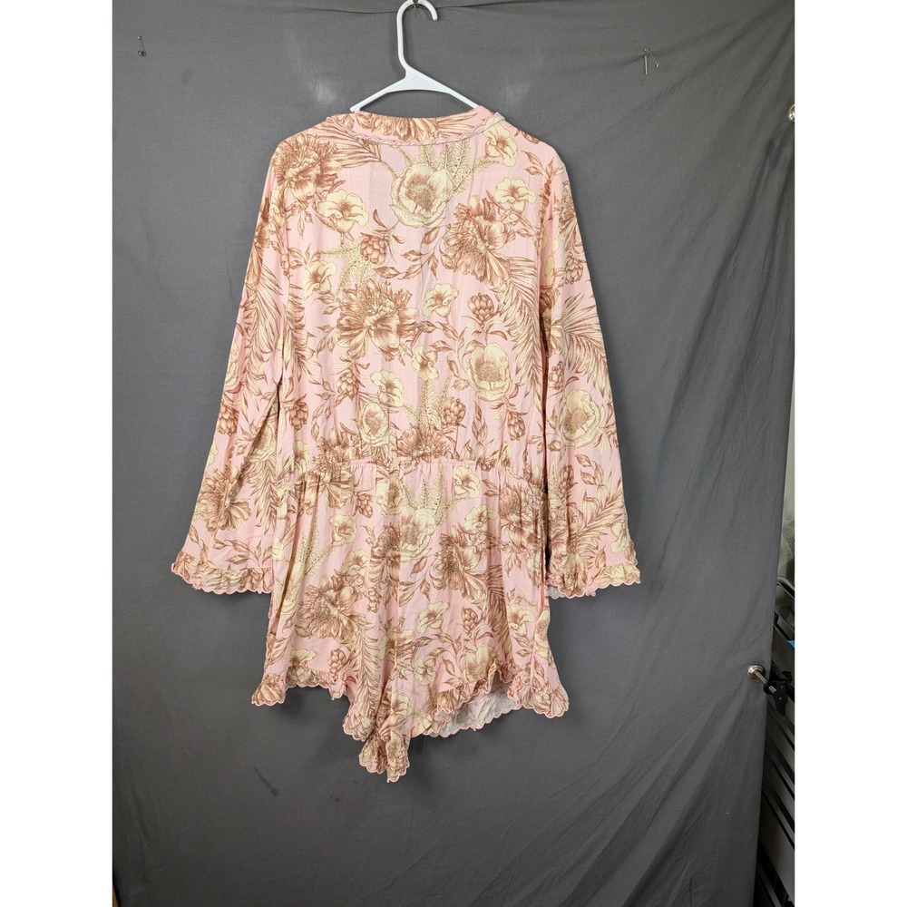Agua Bendita x Target Floral Long Sleeve Romper XXL Pink Cream Scalloped Trim